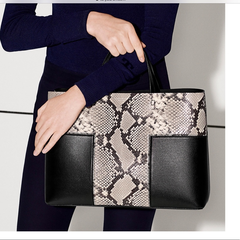 TORY BURCH-BRAND NEW FLAWLESS SNAKE-PRINT TOTE BAG
